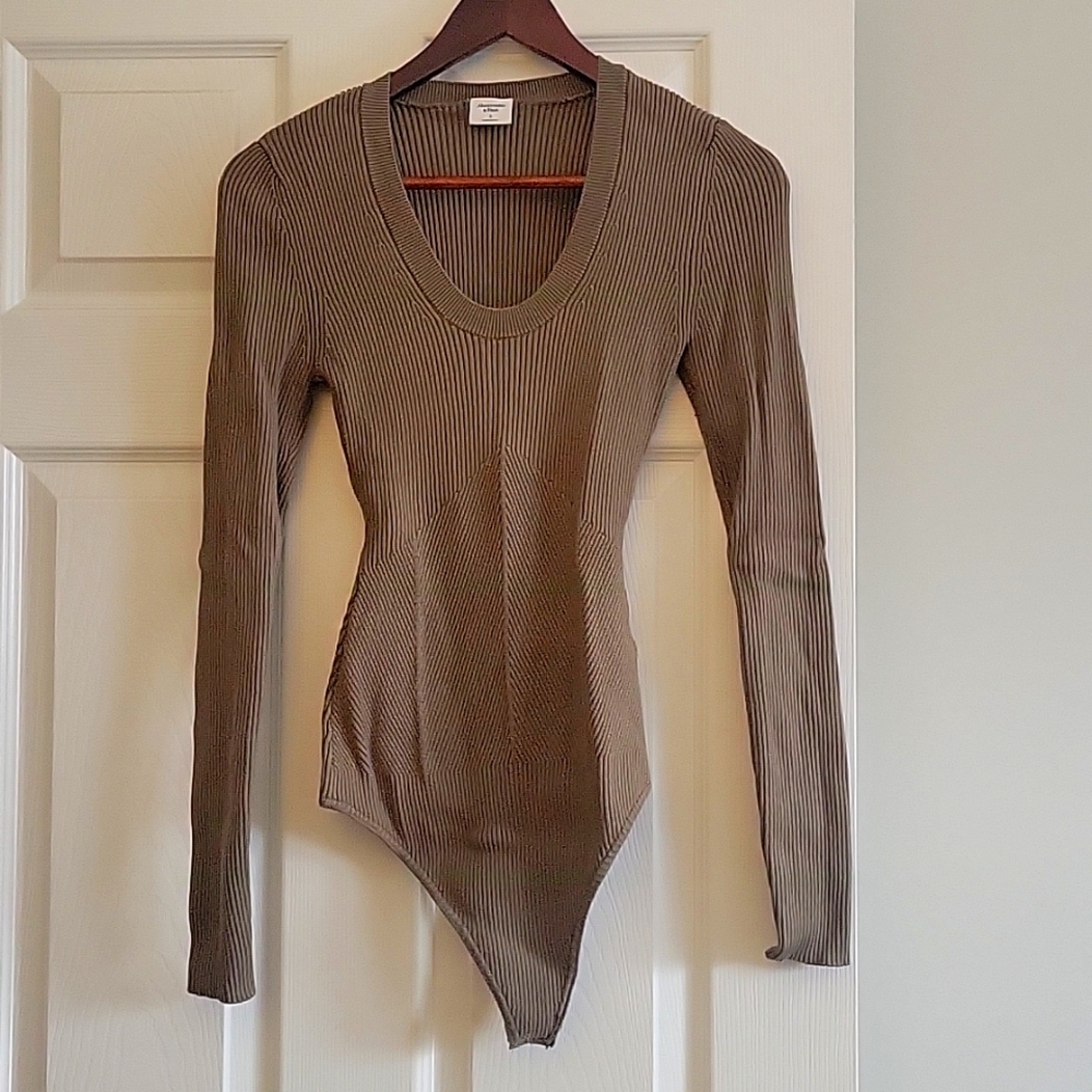 Abercrombie Ribbed Sweater Scoopneck Bodysuit